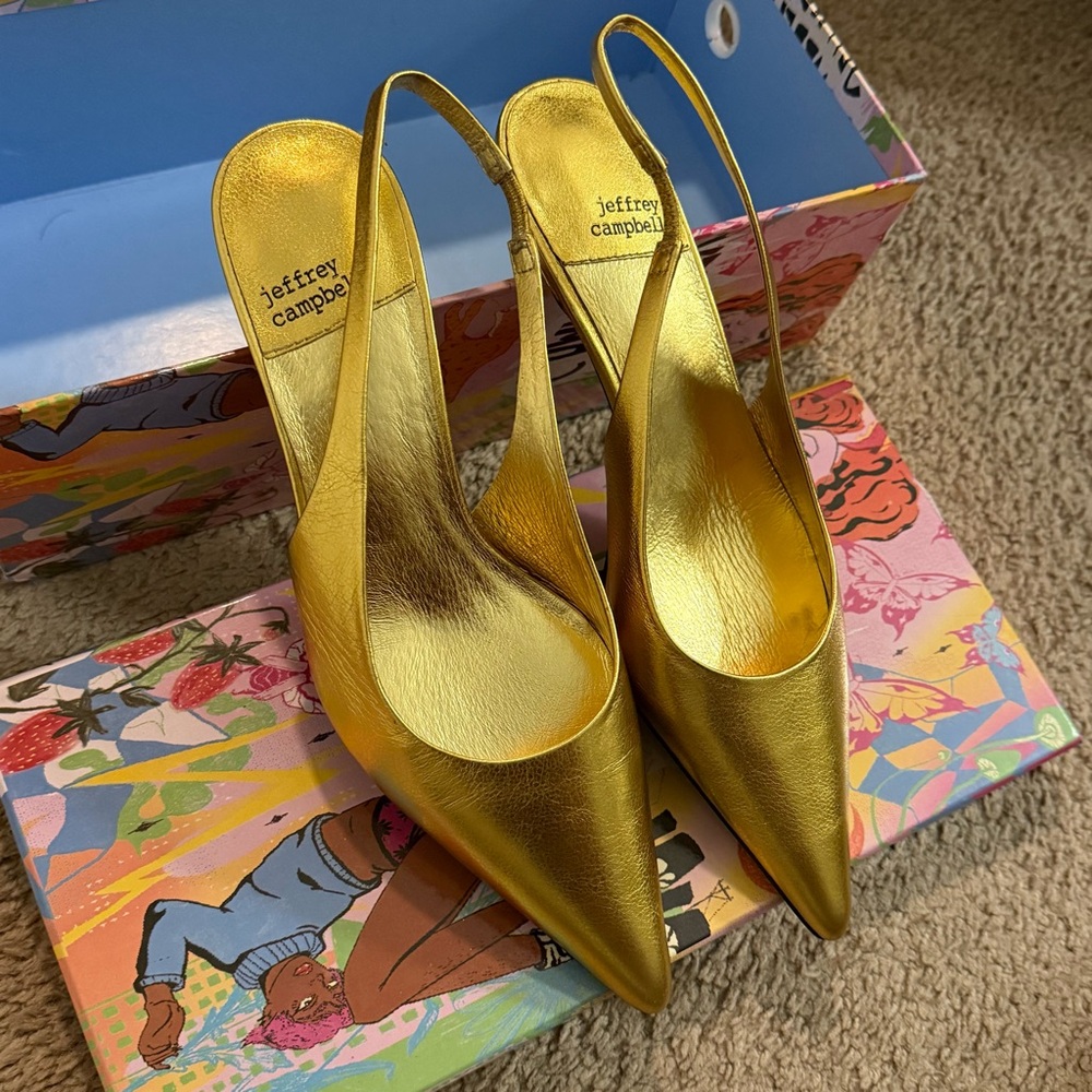 Jeffrey Campbell Gold Women's Slingback Heels Size US 5